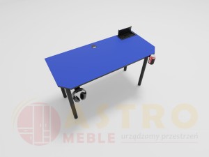 Biurko gamingowe niebiesko-czarne  ścięte rogi